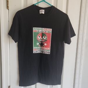 Hanes Black Short Sleeve Graphic Tee with Red & Green Print